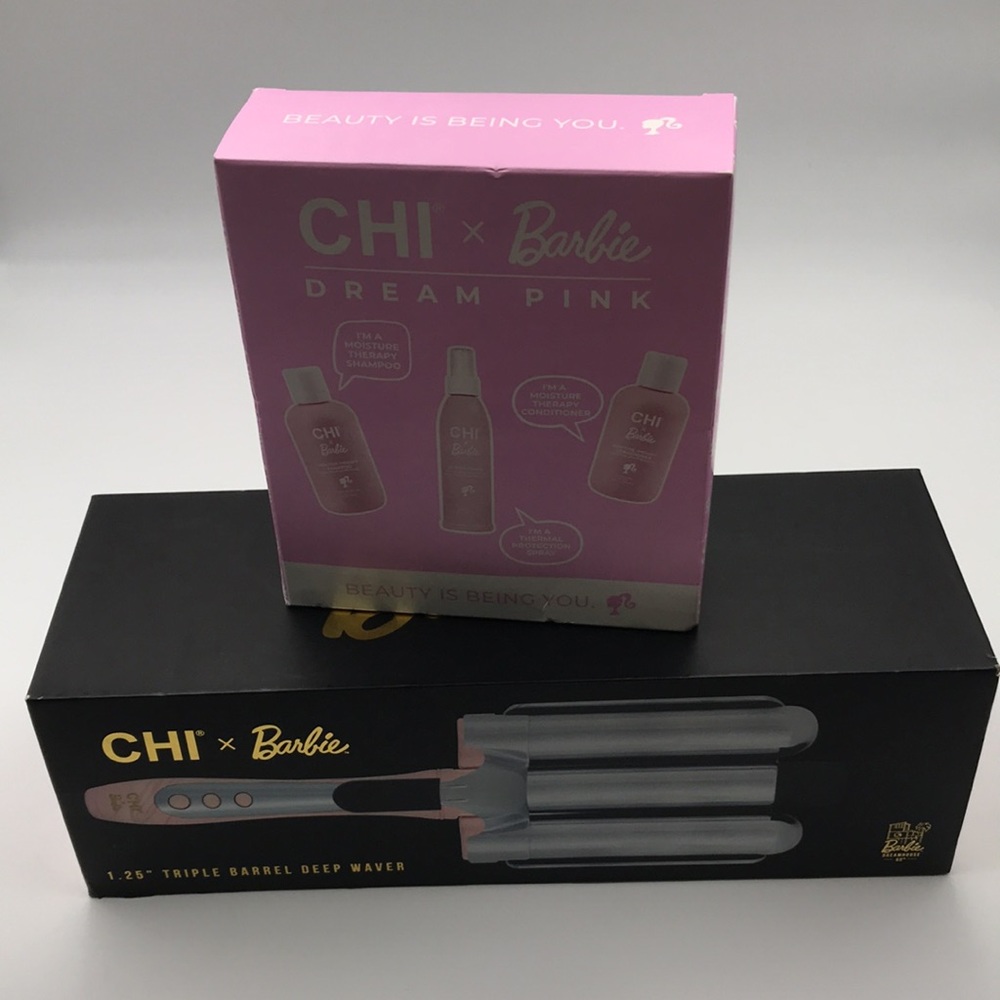 CHI x Barbie Dreamhouse 1.25" Triple Barrel Deep Waver & Shampoo Conditioner Kit